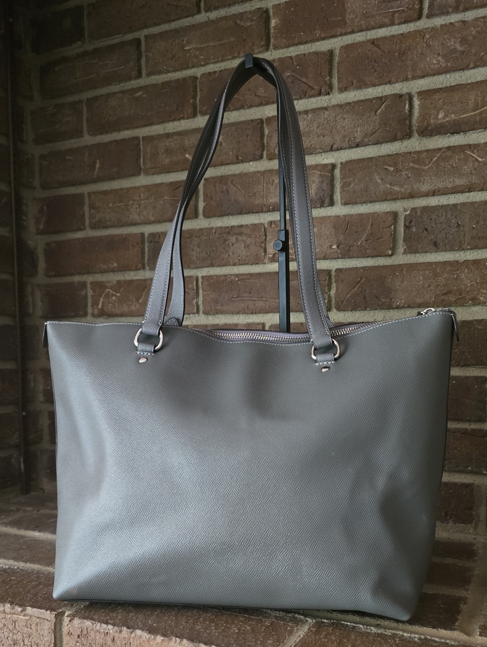 Coach Gallery Leather Tote Bag Handbag Leather Gray - Picture 3 of 7